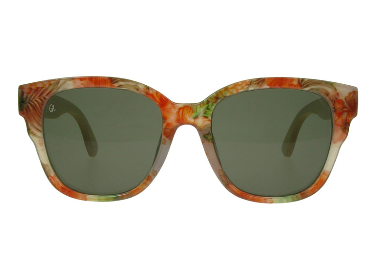 Sunglasses Polarised 'Carmen' Red Multi/Bamboo