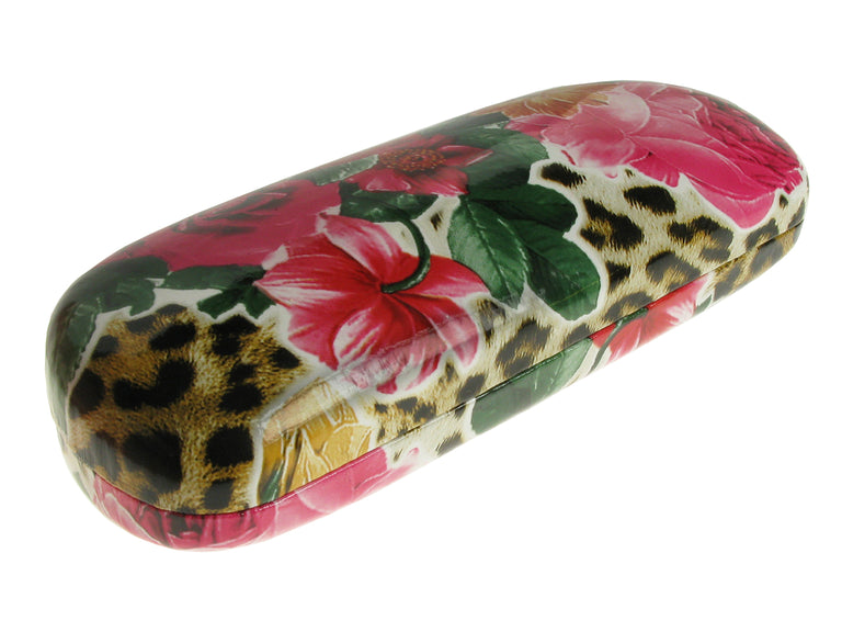 Glasses Case 'Rose and Leopard' Pink