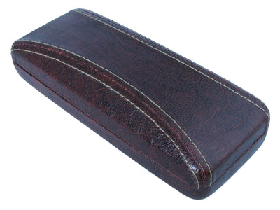 Glasses Case 'Aged Leather Look Stitched' Brown