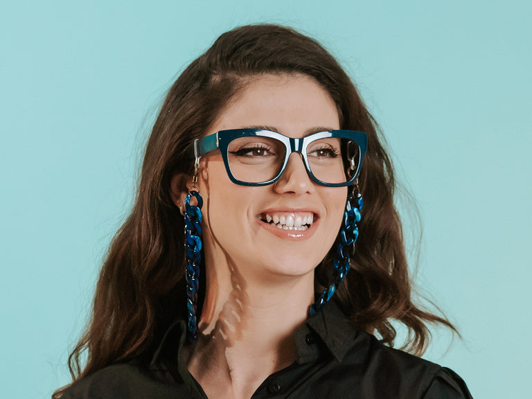 Glasses Chain 'Flat Chunky' Blue Marble