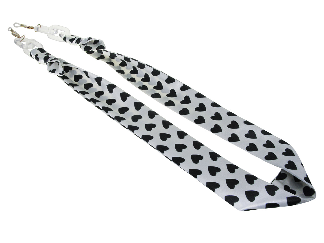 Glasses Chain 'Ribbon' White/Black Hearts