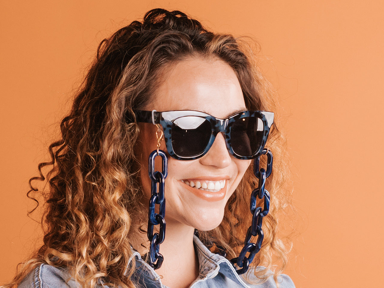 Glasses Chain 'Chunky Oval' Blue Marble