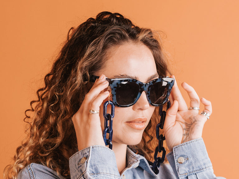 Glasses Chain 'Chunky Oval' Blue Marble