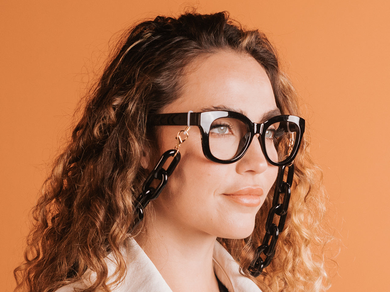 Glasses Chain 'Chunky Oval' Shiny Black