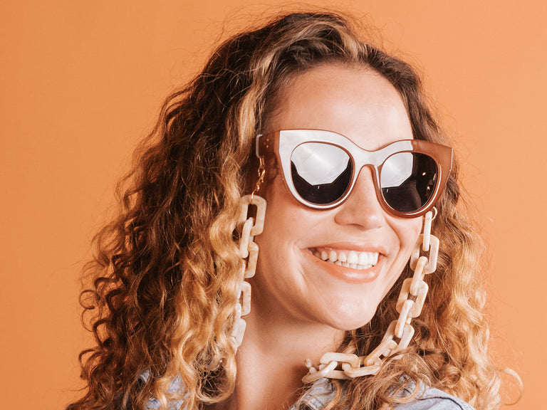 Glasses Chain 'Chunky Rectangular' Beach