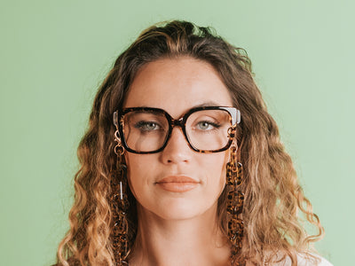 Glasses Chain 'Chunky Rectangular' Tortoiseshell