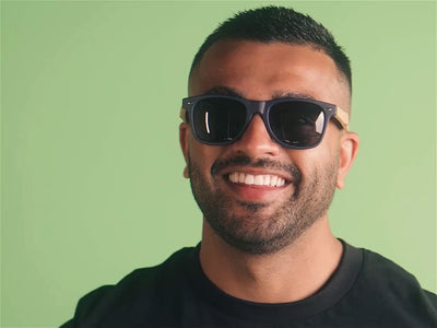 Sunglasses Polarised 'Ash' Matt Blue/Bamboo